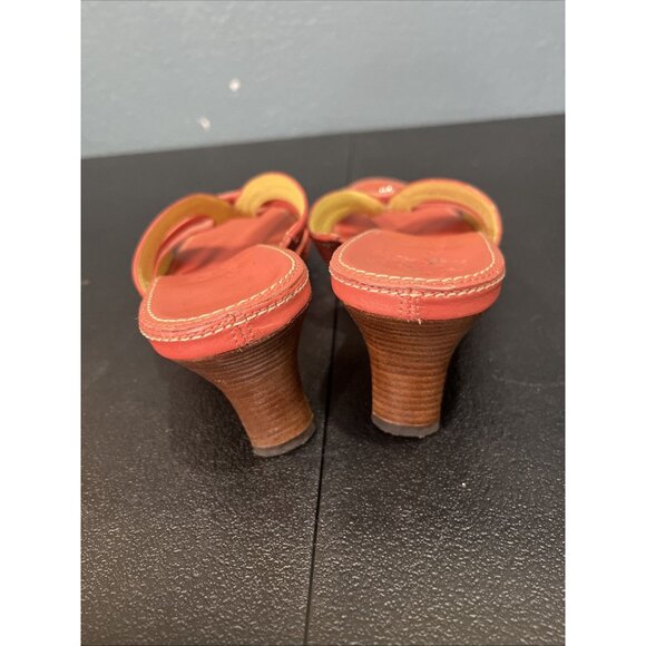 Cole Haan Kitten Heel Sandals Womens 7B Coral‎ Leather Slides Strappy Y2K Charm - Picture 5 of 7
